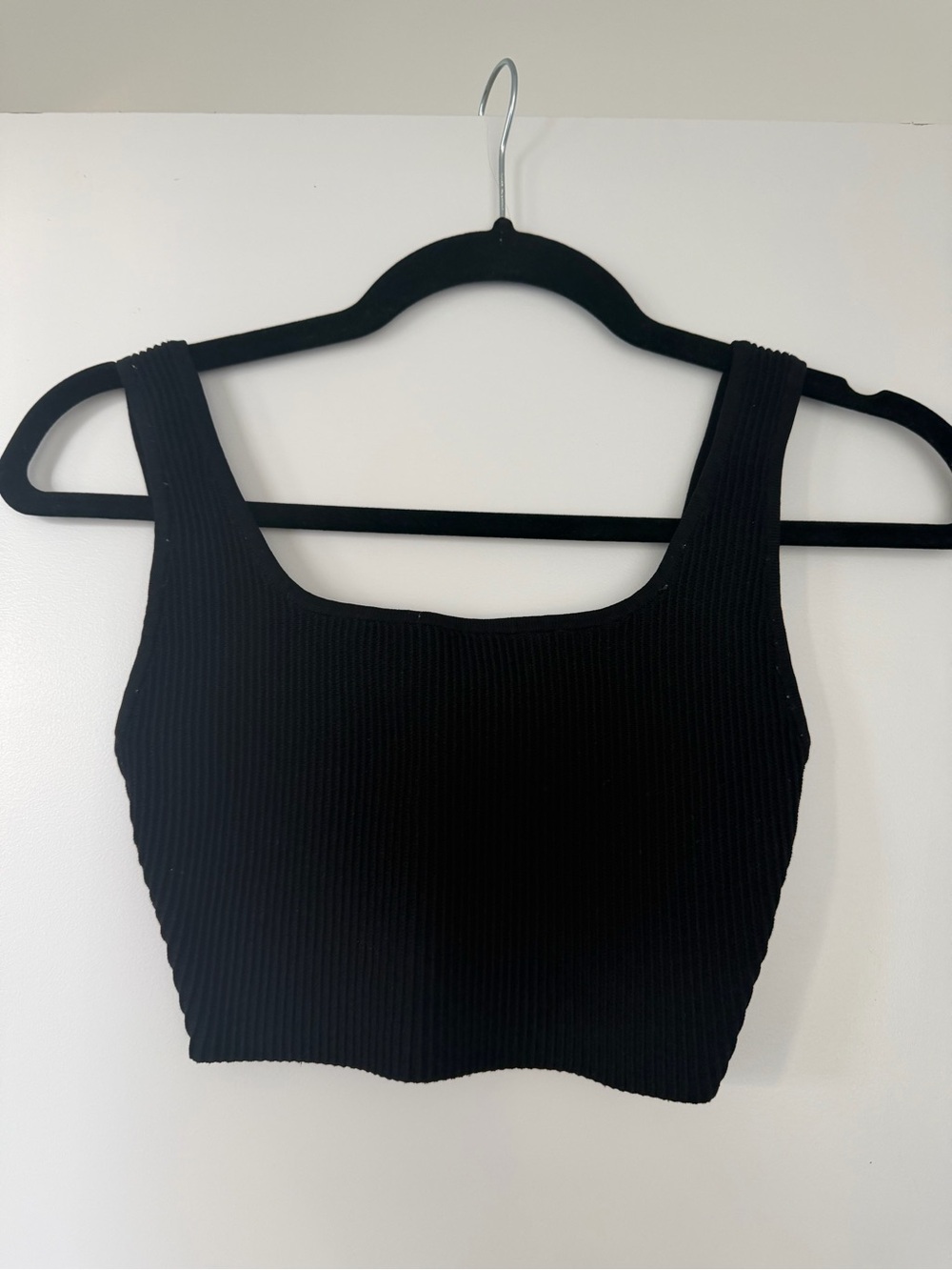 Babaton Black Ribbed Tank Top - XXS